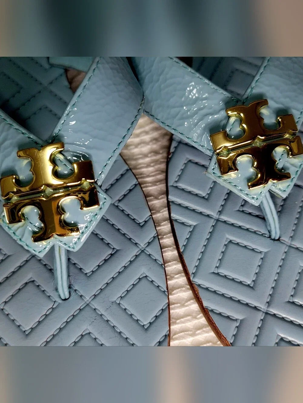 Tory Burch Sky Blue Maybell Patent Leather  Thong Sandals - Worn Once